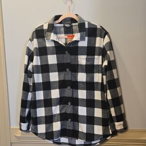 Eddie Bauer Women's Soft Microfleece Button-Up Shirt | Black/White | MEDIUM NWT